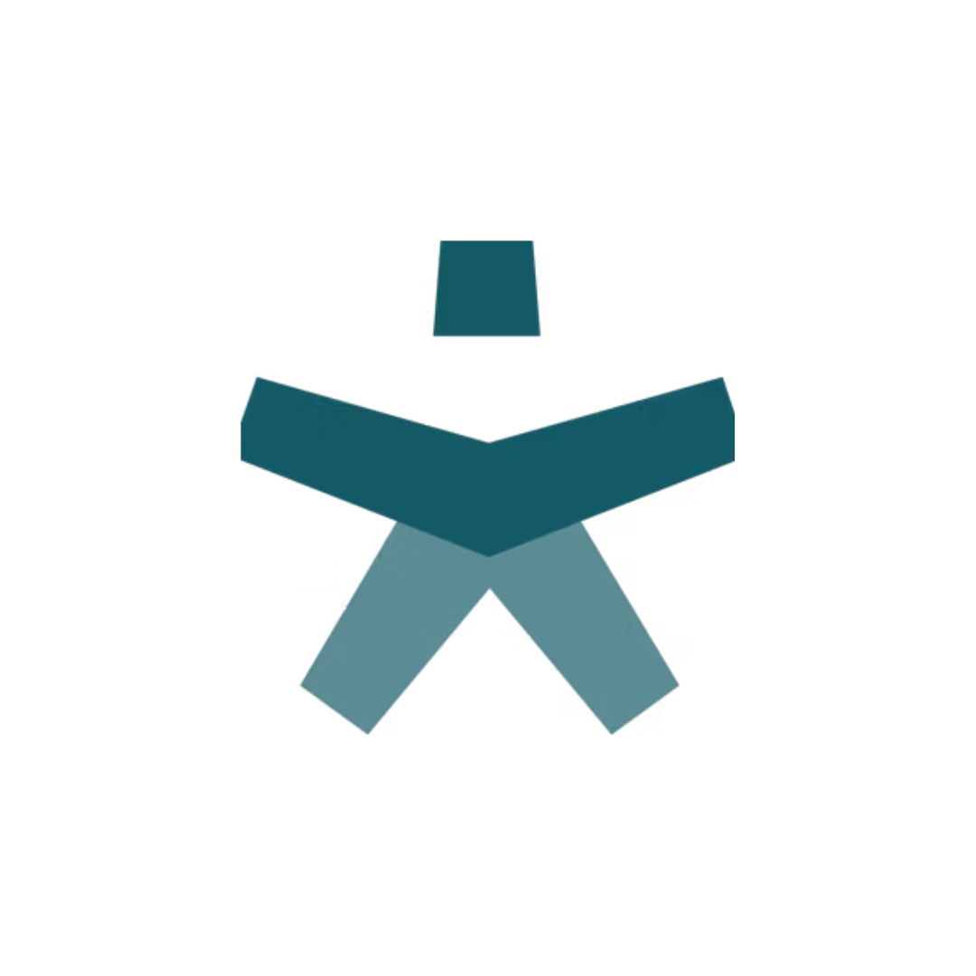 Teal figure brand mark